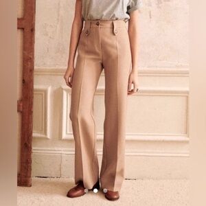 Sézane Yves Trousers.  High-Waisted Tan Women's Pants